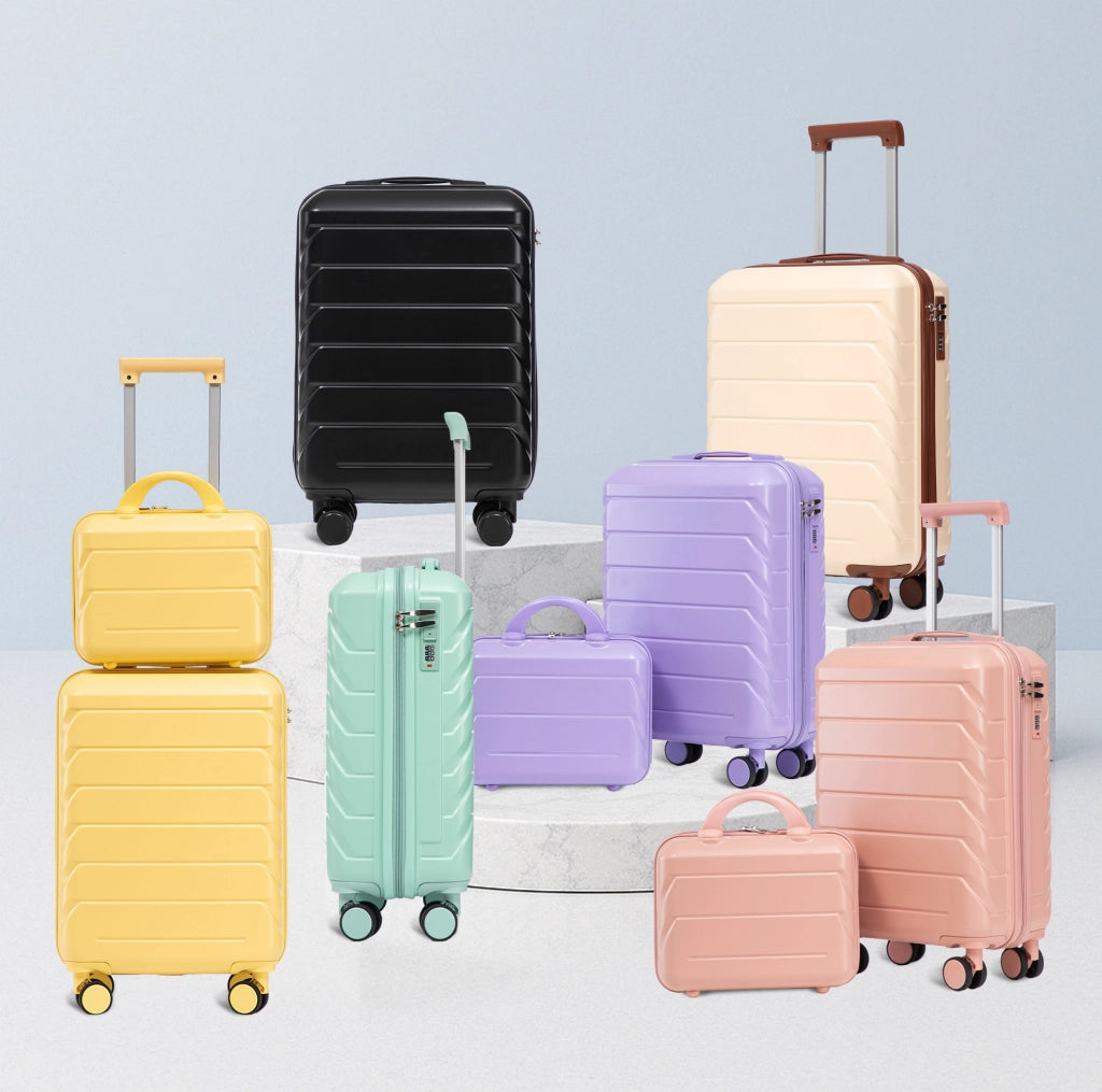 Set 2 valigie rigide 35,5x20,5x55 cm in ABS verde menta, per weekend salvaspazio