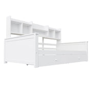 Letto singolo multifunzione 90x200 cm in legno massello bianco con cassetti e scaffali integrati
