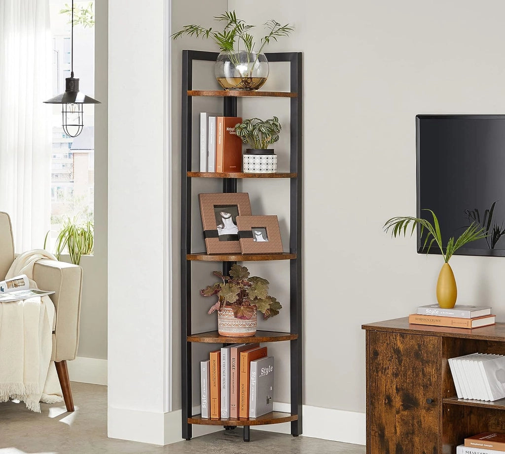 Libreria VALORA con 5 ripiani, marrone rustico, stile loft LLS803B01