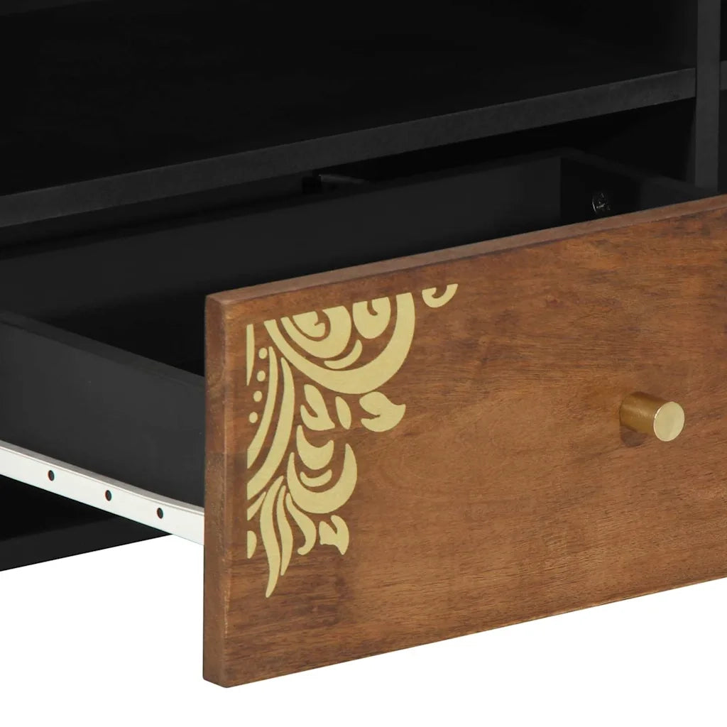 Mobile TV Marrone miele 80 x 33 x 46 cm Legno di mango massello 4018753