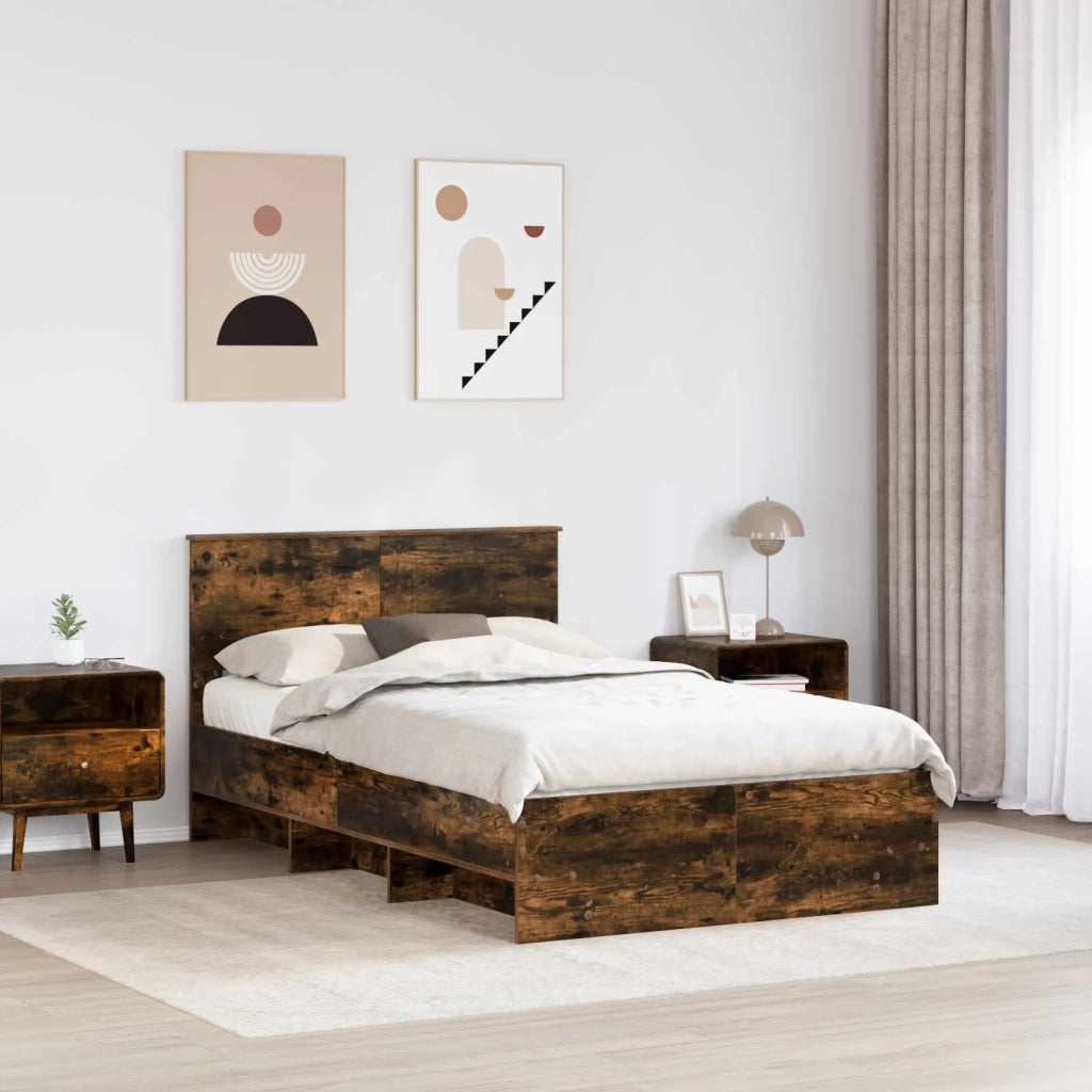 Letto matrimoniale | Letto per adulti | Struttura del letto Rovere fum¨¦ 120 x 123 cm Legno multistrato
