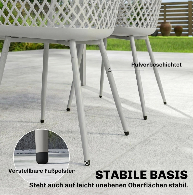 Set di 4 Sedie da Giardino in Plastica Resistente ai Raggi UV con Braccioli e Schienale, Grigio, 56 x 51 x 84 cm