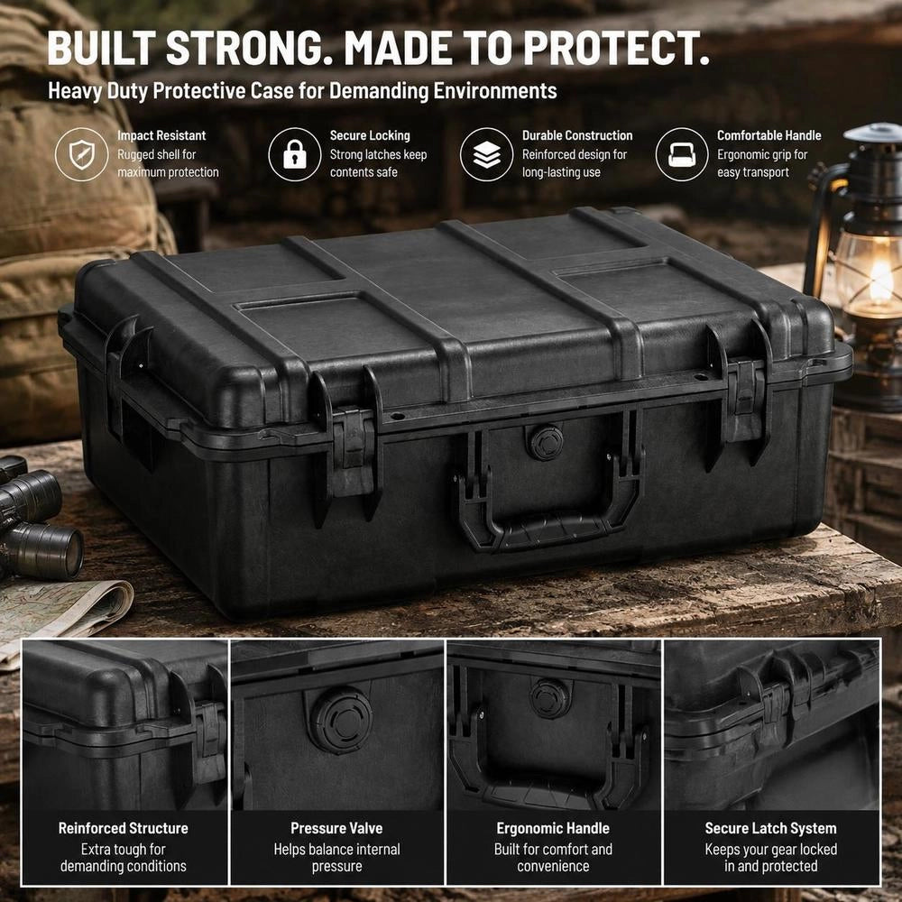 Weatherproof Hard-shell Case, Dry Box, Handle, Carrying Case, 0.068m³