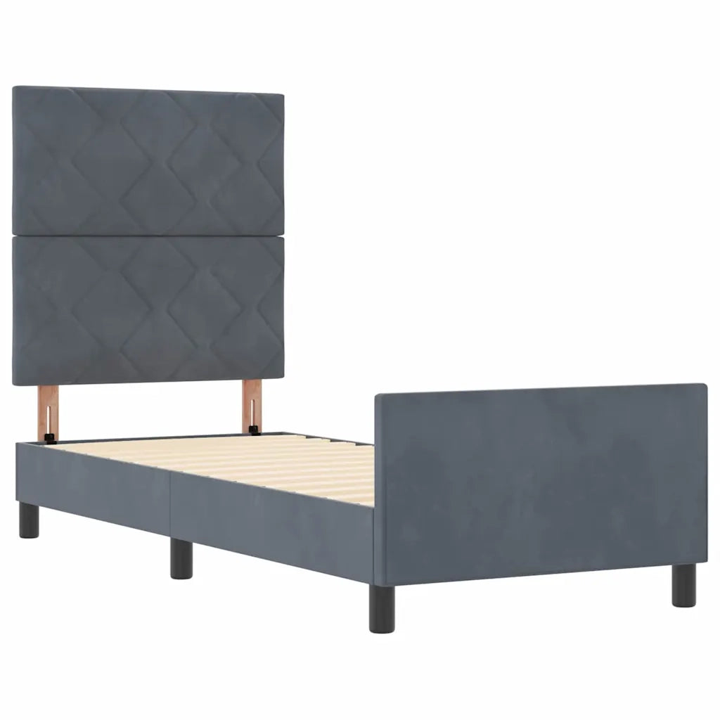 Letto a molle con testiera Grigio scuro 80 x 200 cm Velluto 3344970