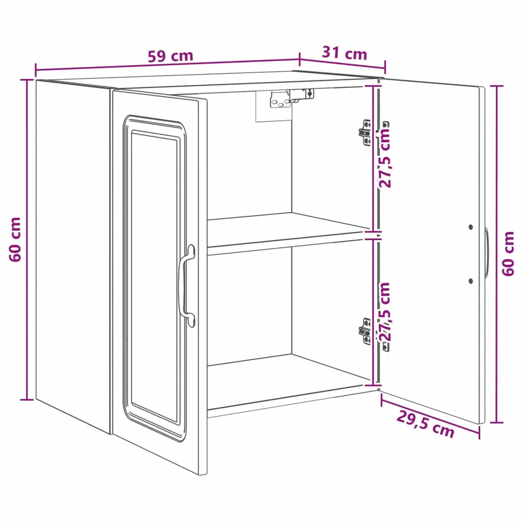 Mobiletto a muro 59 x 31 x 60 cm Legno ingegnerizzato Nero 899256
