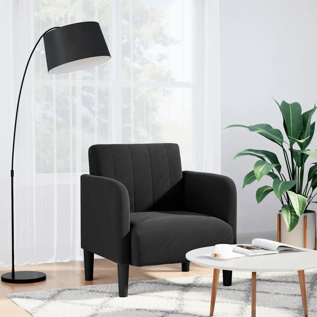 Divano Poltrona | Sedia con Braccioli Nero 54 cm in Velluto