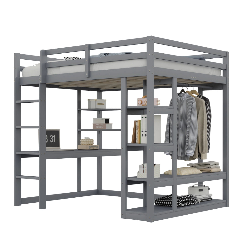 Letto a soppalco multifunzione con scrivania e spazio contenitivo