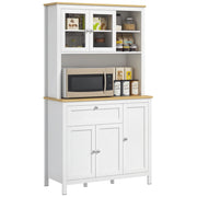 Dispensa Cucina con Cassetti. Ripiani Aperti e Scaffali Regolabili in Legno. 100x40x180 cm. Bianco