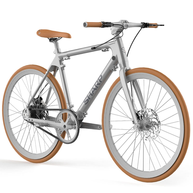 SHARP MILANO (BK-RS08E-S) CITY E-BIKE (ARGENTO METALLIZZATO) - BICICLETTA ELETTRICA - RUOTE 28" KENDA - MOTORE 250W 36V - BATTERIA  36V 7AH CERTIFICATA - TELAIO IN ALLUMINIO - AUTONOMIA FINO AD 80KM - CINGHIA IN CARBONIO - FRENI A DISCO IDRAULICI