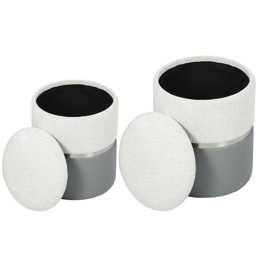 Poltrona Puff con Contenitore ¨C Zephmum ¨C Grigio e Crema