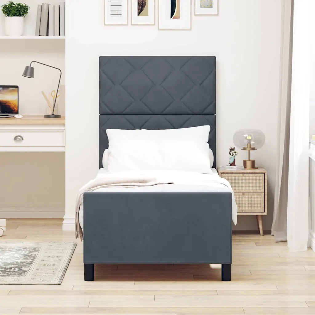 Letto a molle con testiera Grigio scuro 80 x 200 cm Velluto 3344970