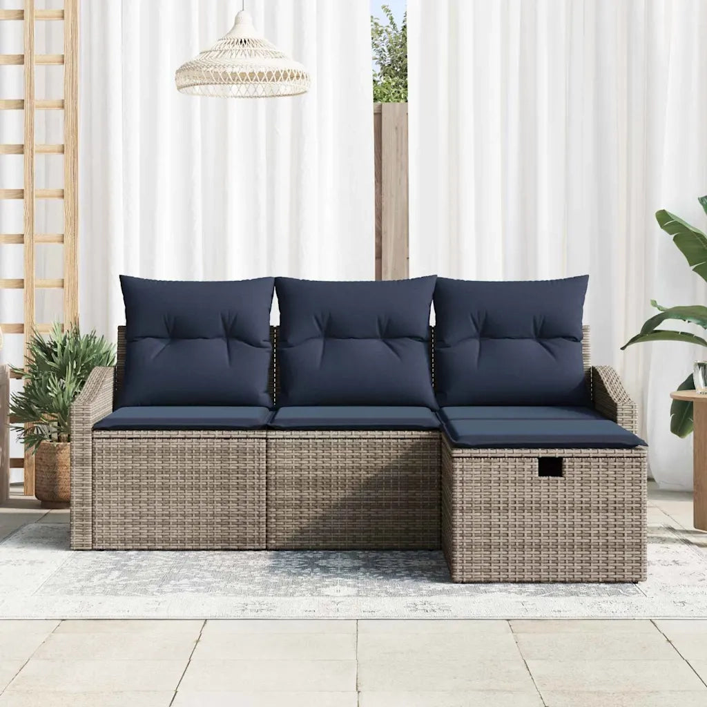 Set di divani con cuscino 3 pz | Set Salotto da Giardino polyrattan