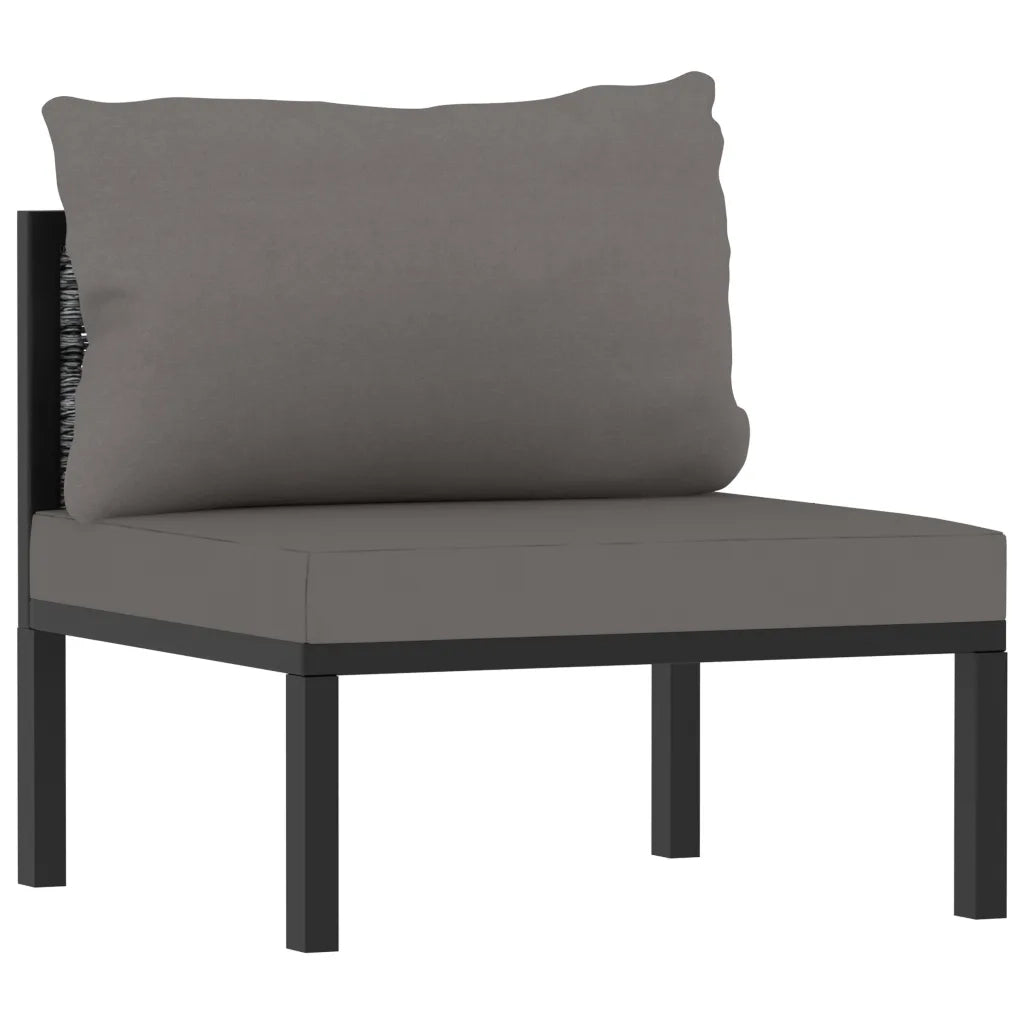 Divano a 3 Posti con Cuscini Antracite in Polyrattan 49400