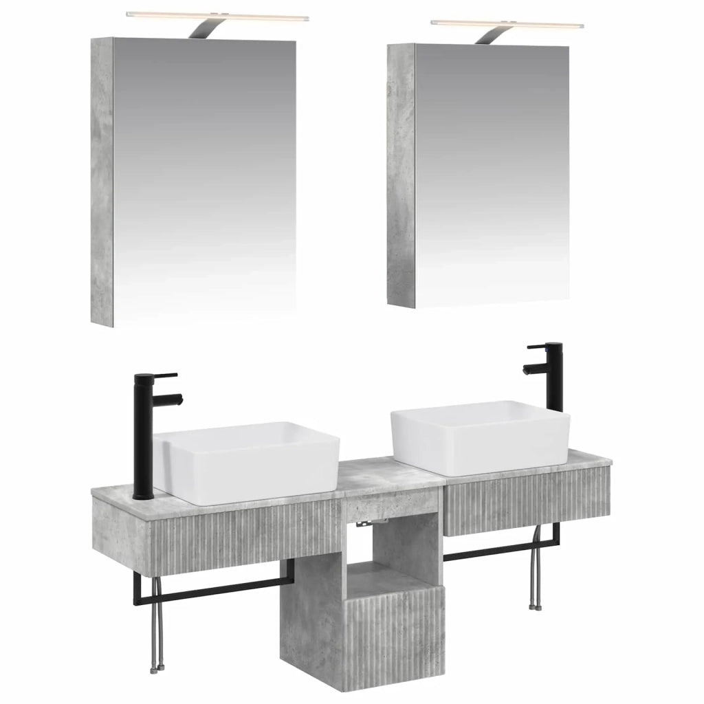 Set di Armadi da Bagno 5 pz Grigio Cemento Legno ingegnerizzato 3406314