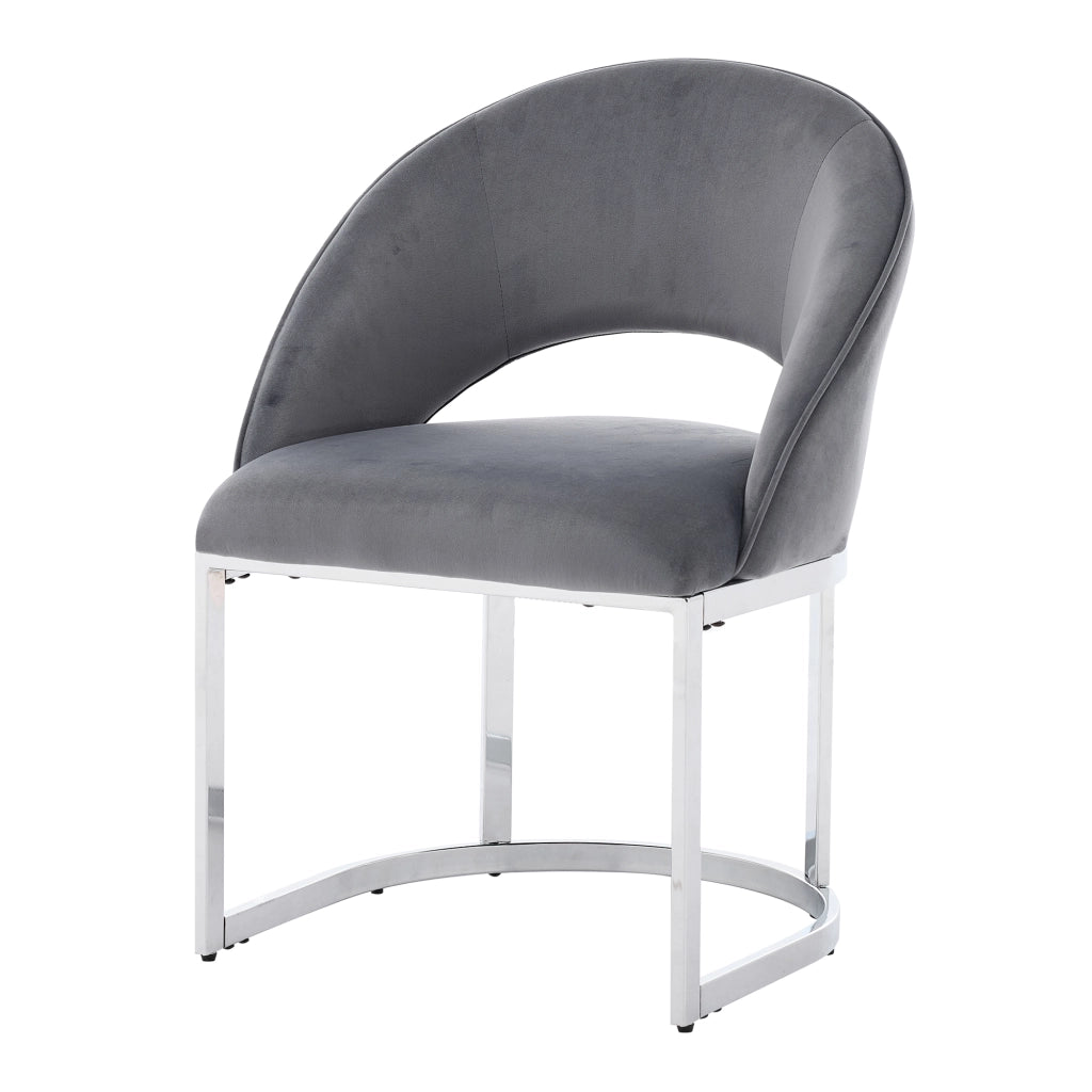 SEDIA da pranzo, Set da 4 pezzi, in velluto grigio con gambe argentate