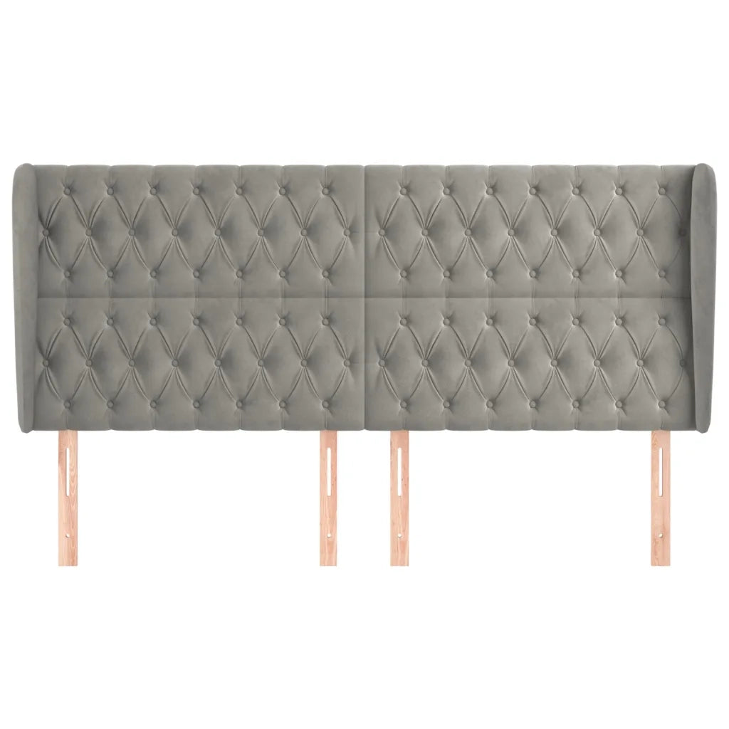 Testiera | Testata ad Orecchio Grigio Chiaro 203x23x118/128 cm in Velluto
