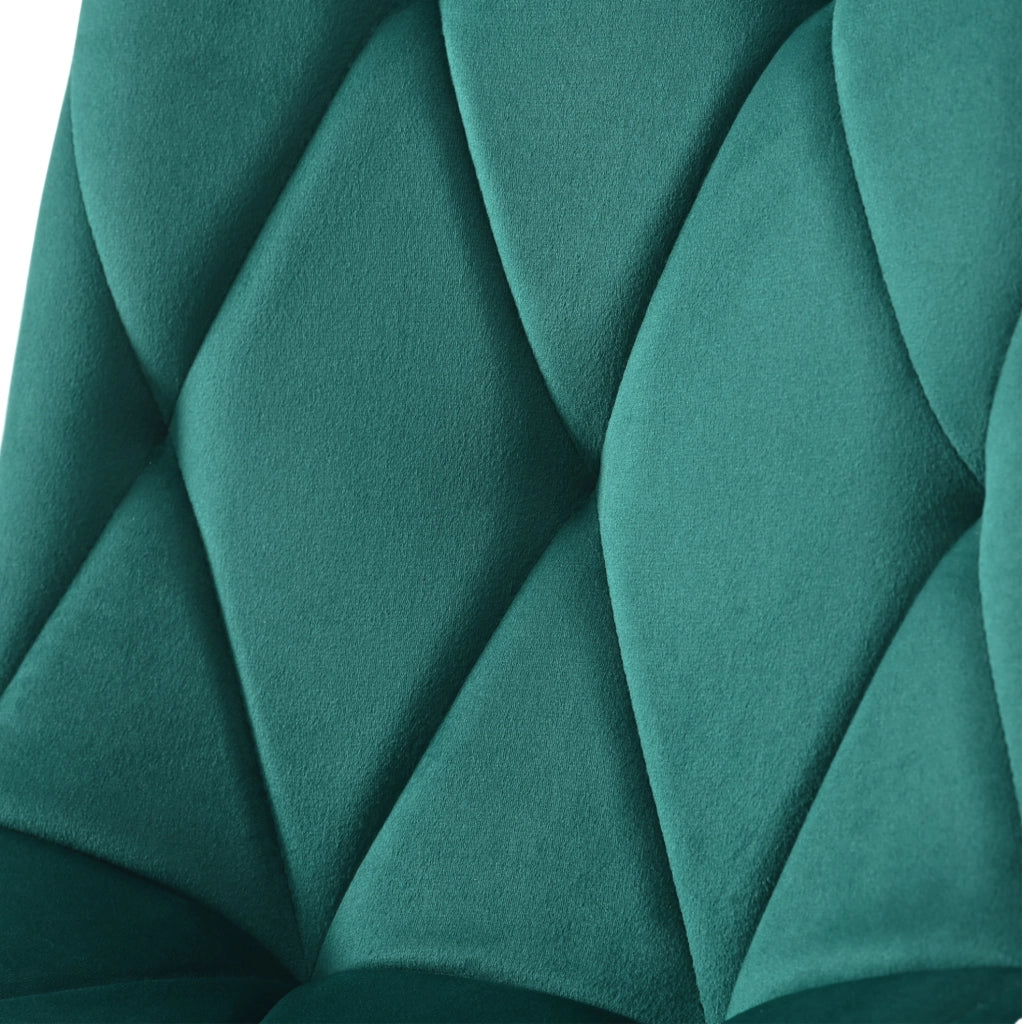 Set tavolo da pranzo rettangolare 117x68 cm con 4 sedie in velluto verde