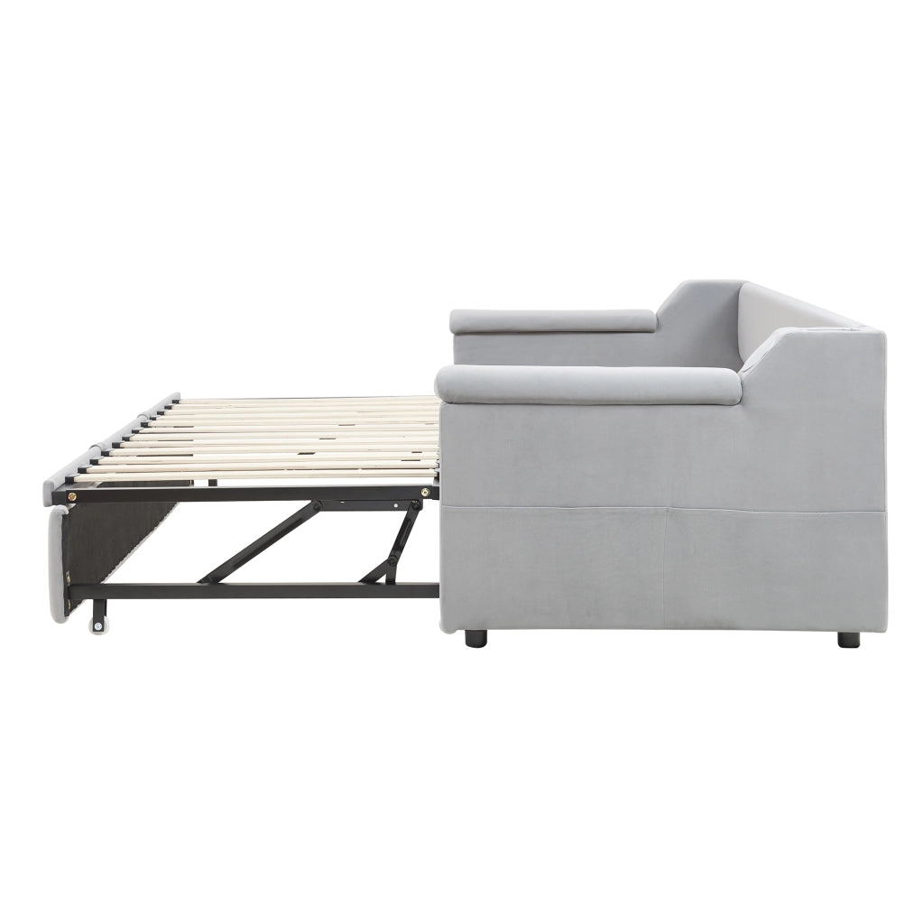 Divano letto 90 × 190 cm con apertura idraulica letto 180 × 190 cm; USB; Bluetooth; vani e rete a doghe