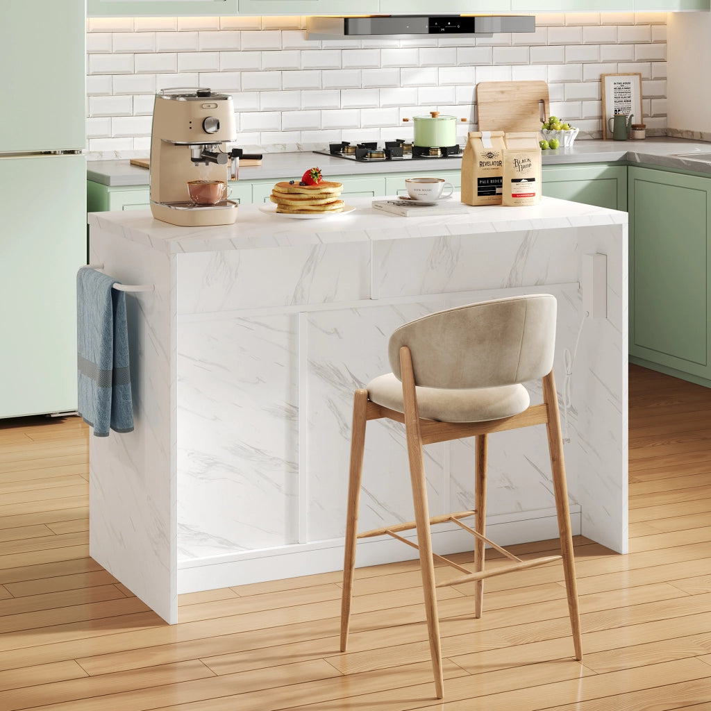 Mobile base da cucina con bancone; prese e USB; 2 cassetti; 3 ante con ripiani regolabili bianco 120 × 60 × 91 cm