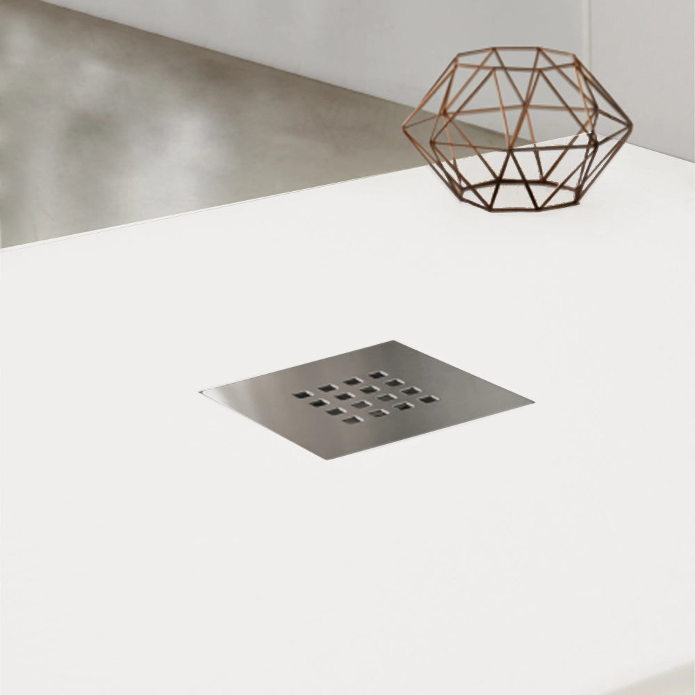 Piatto doccia effetto pietra 80x80 Bianco marmoresina pieno Piletta inclusa