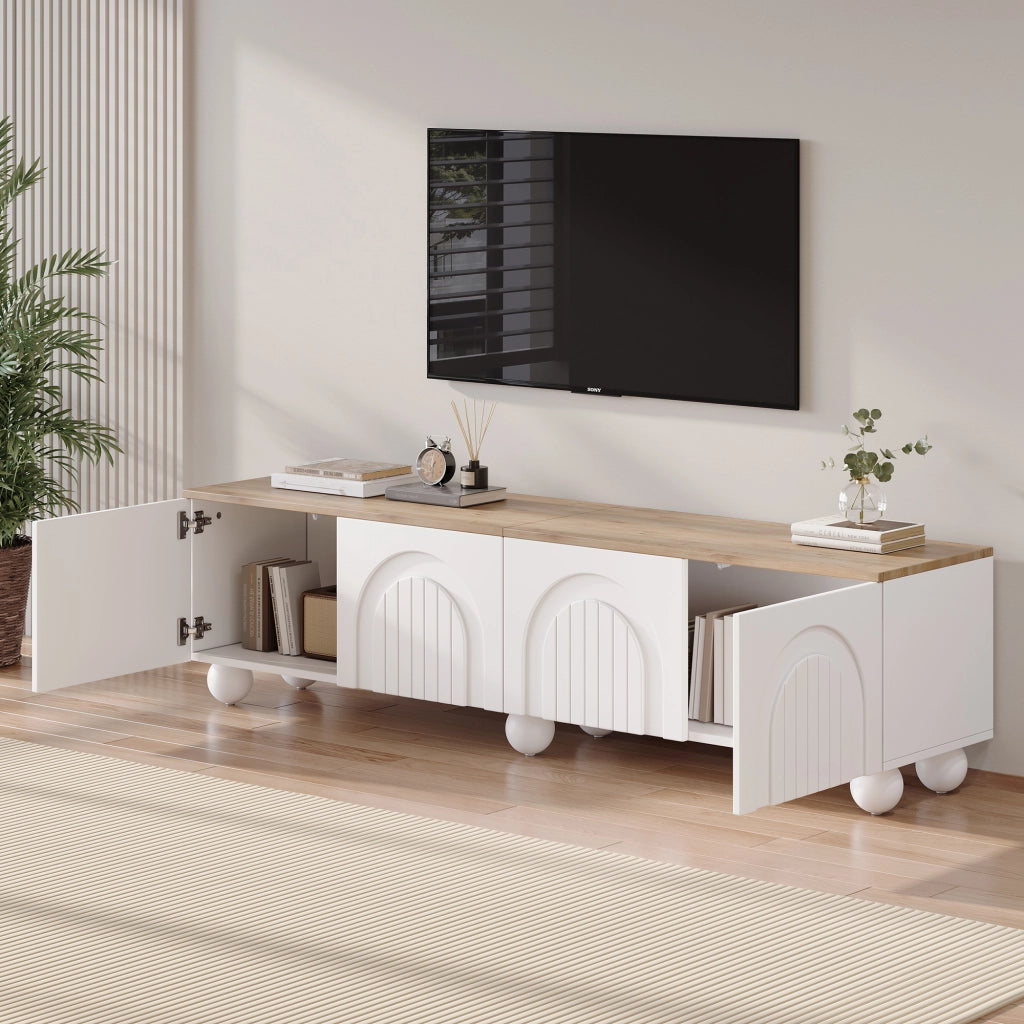 Mobile porta TV da 180 cm bianco e effetto legno