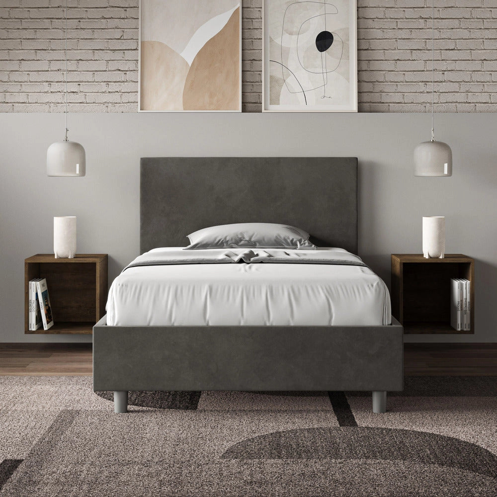 Letto 1 Piazza e Mezzo 120x200 cm con Rete Adele Grigio
