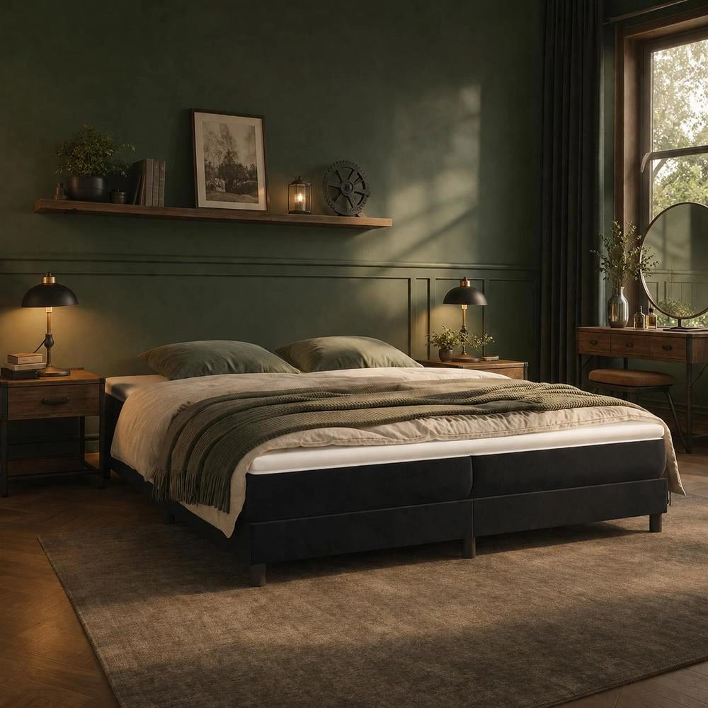 Box Spring Bed Frame Black 200x200 Cm Velvet