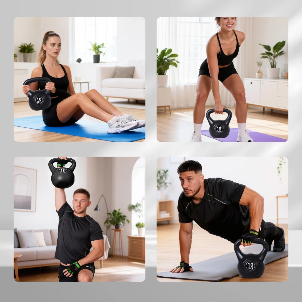 Kettlebell 10 kg ¨C Xylo ¨C Maniglia Ergonomica Nero 25x19x28 cm