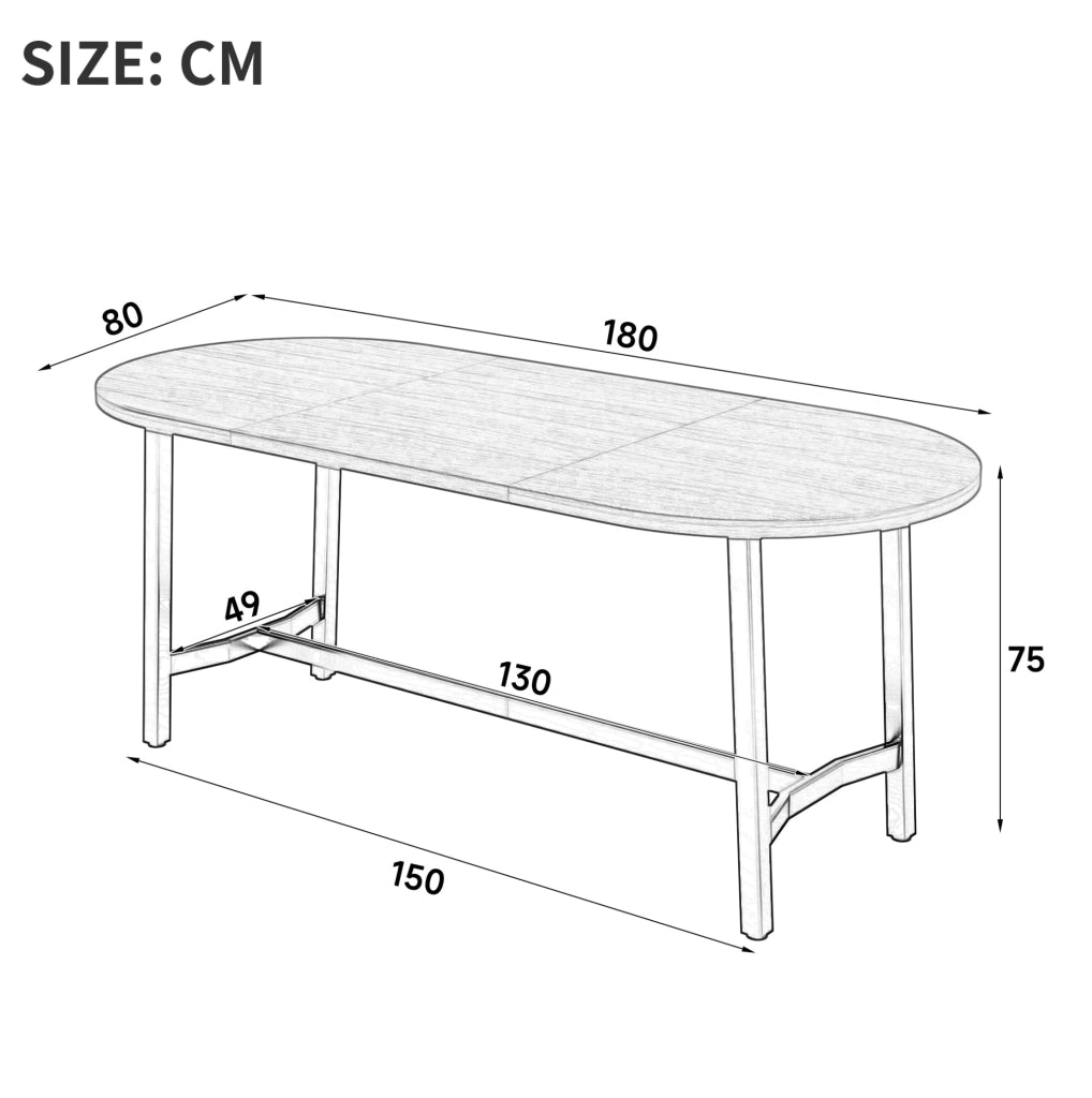 Tavolo da pranzo nero 180×80 cm con gambe in ferro