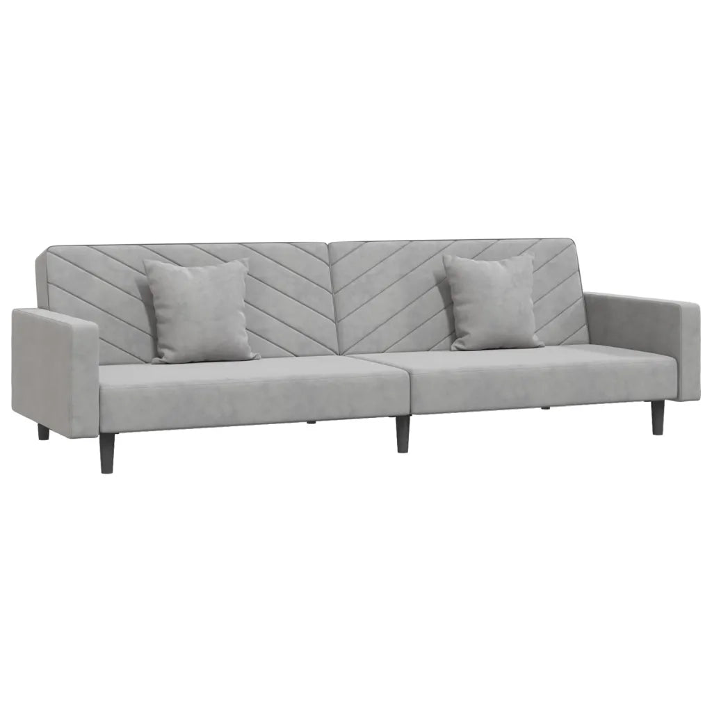 Divano letto | Sof¨¤ letto | Letto singolo a 2 Posti con 2 Cuscini Grigio Chiaro in Velluto