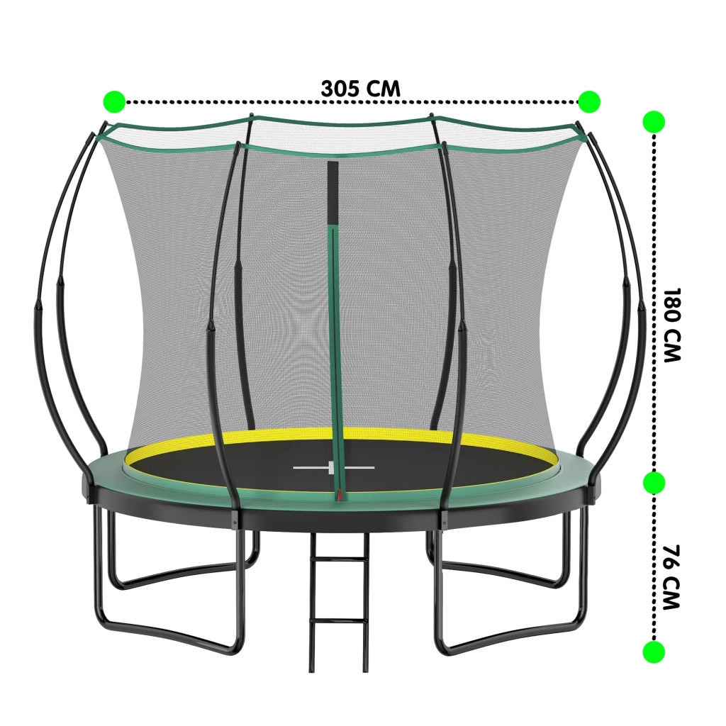 Trampolino da giardino senza molle e senza cuciture, 305 cm, con rete di sicurezza