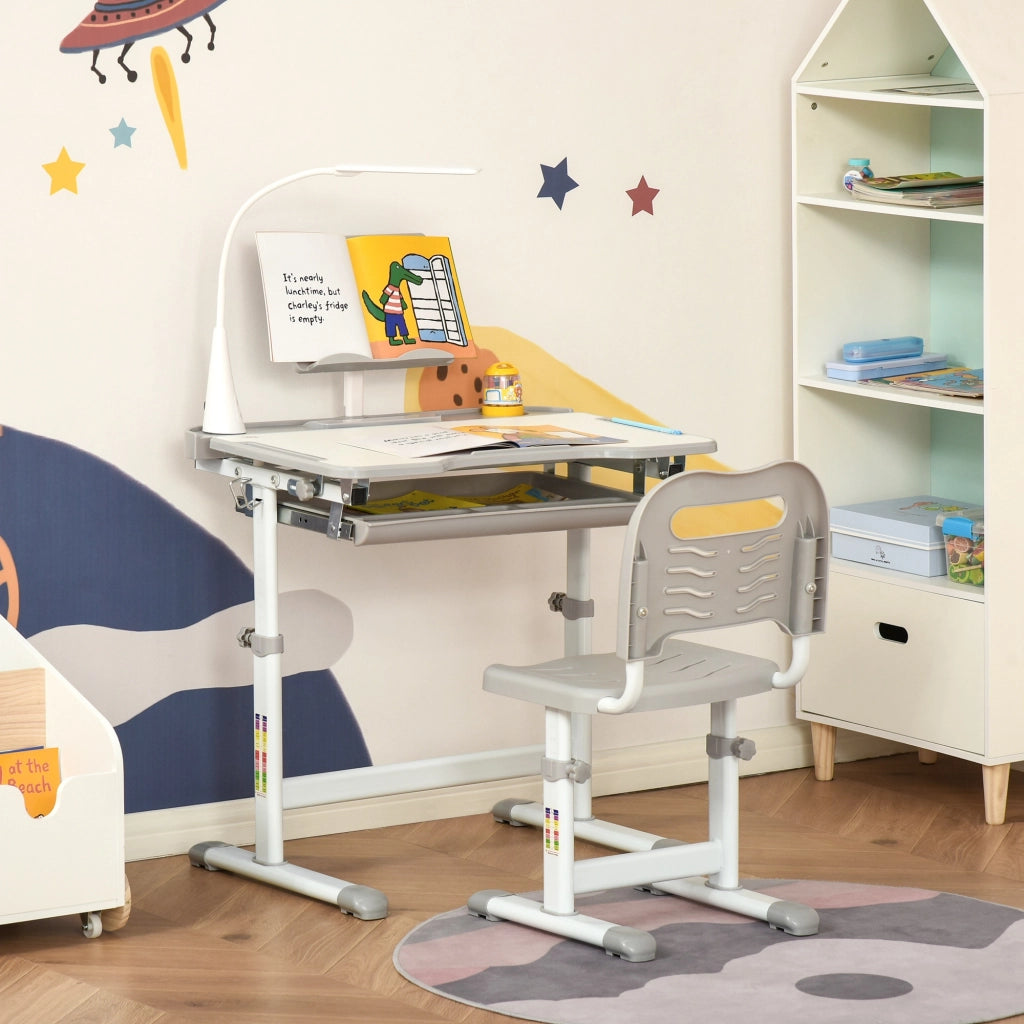 Scrivania Regolabile per Bambini con Sedia ¨C Minimal ¨C Grigio
