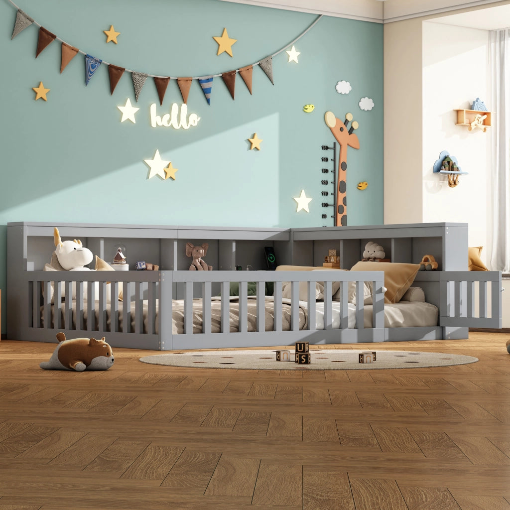 Letto divano 140 × 190 cm 2 posti con vano laterale; prese e USB; senza materasso; in pannelli di legno grigio