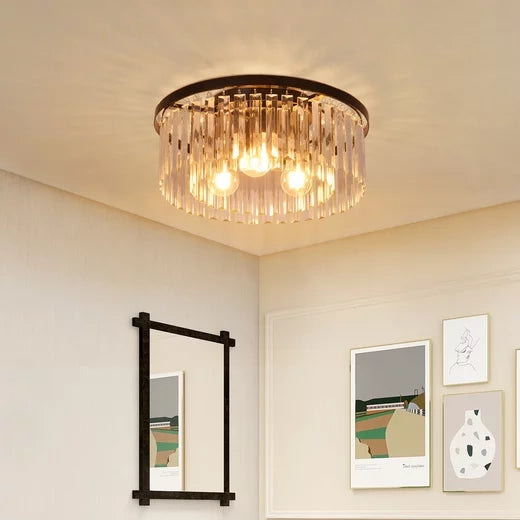 ZMH Lampada da soffitto nera moderna in cristallo E27 per soggiorno cucina ufficio