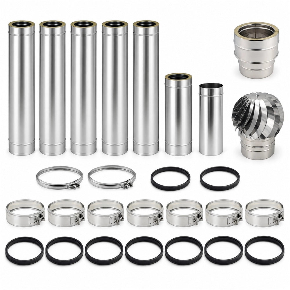 Kit canna fumaria inox doppia parete 6 m Ø250/300 uscita camino Ø250