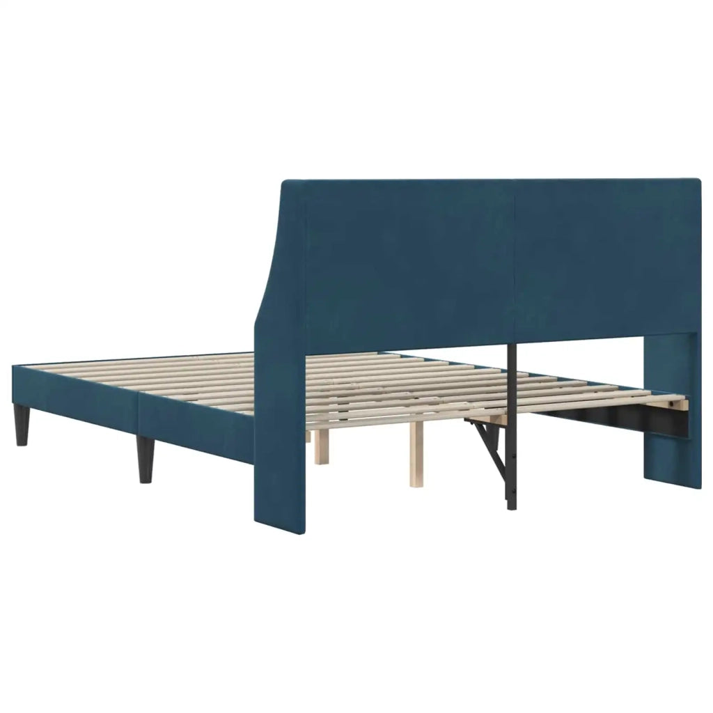 Letto matrimoniale | Letto per adulti | Struttura del letto con testiera Blu 160 x 200 cm Velluto
