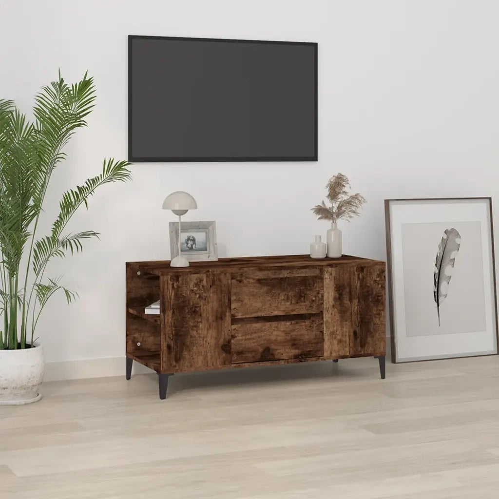 Mobile Porta TV Rovere Fumo 102x44,5x50 cm in Legno Multistrato 819609