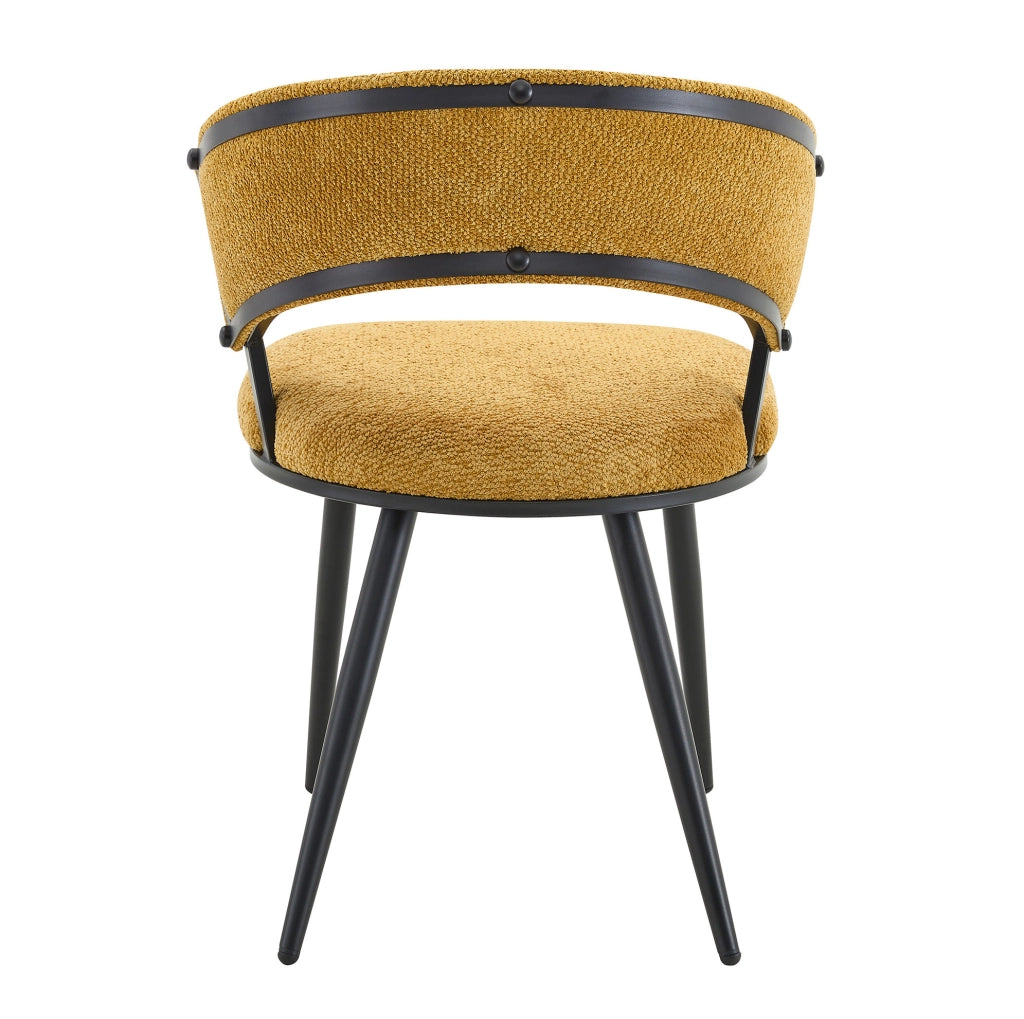 Set di 2 Sedie da Pranzo Gialle in Velluto con Struttura in Metallo Nero, Design Moderno con Schienale Avvolgente