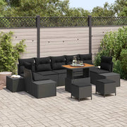 Set Divano da Giardino con cuscino 10 pcs Nero polyrattan 3362769