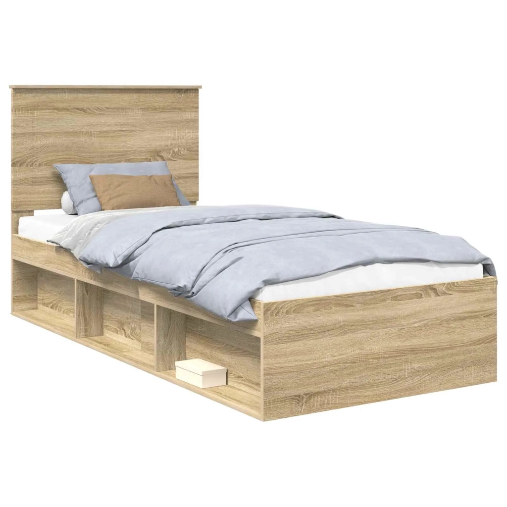 Letto singolo | Letto per adulti | Struttura del letto Rovere Sonoma 75 x 190 cm Pino massello