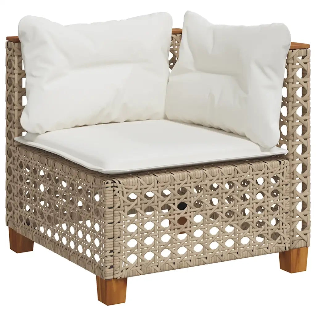 Set Divano da Giardino 6 pz con Cuscini Beige in Polyrattan