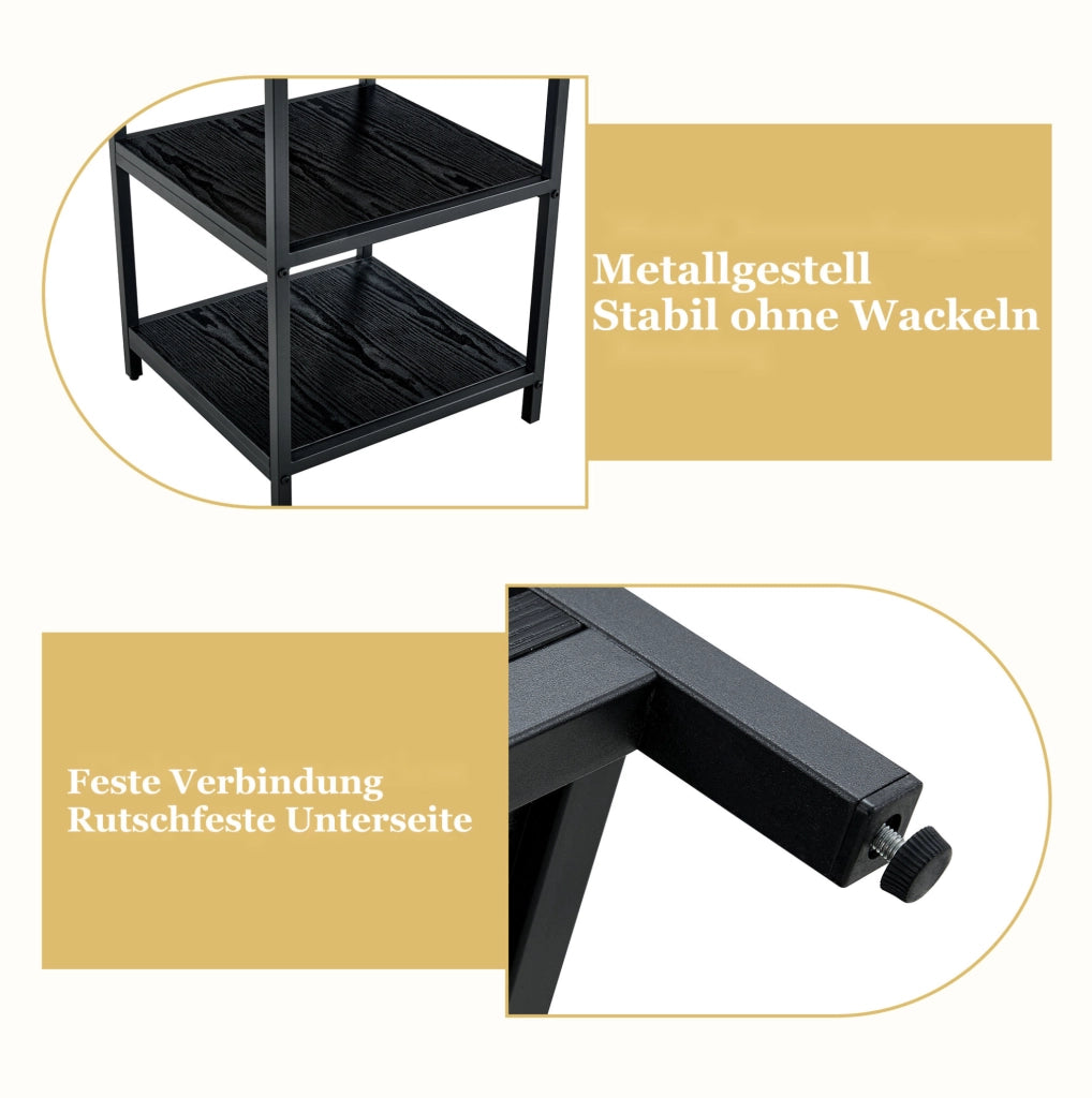 Tavolo da pranzo rotondo Ø107 cm con 2 ripiani in MDF e metallo nero