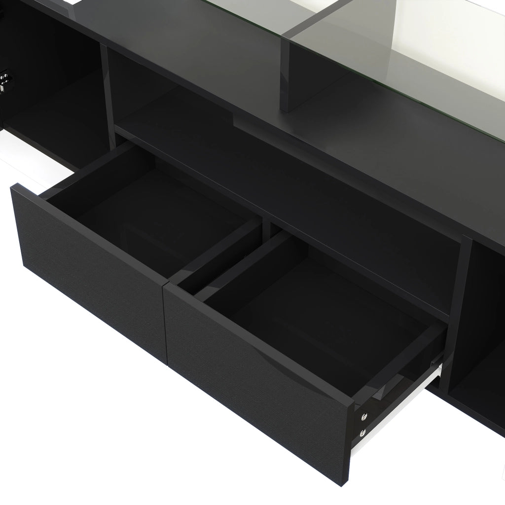 Mobile TV con 6 ante 2 cassetti 3 vani LED multicolore controllabile tramite app bianco nero 200 × 35 × 60 cm
