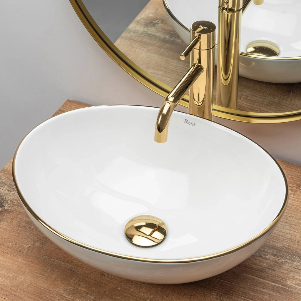 Lavabo Da Appoggio Rea Sofia Gold Edge