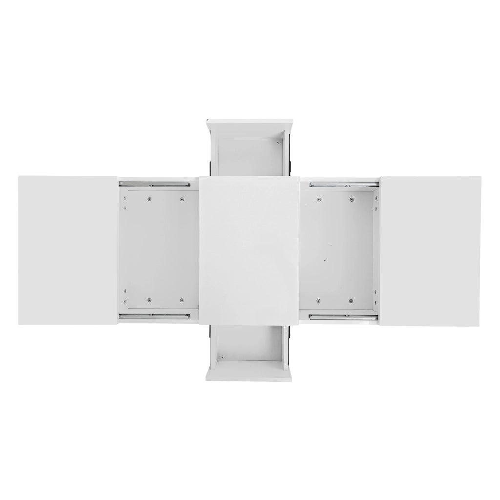 Tavolino da salotto con vani nascosti e cassetti; 100 x 50 x 31 cm; bianco lucido