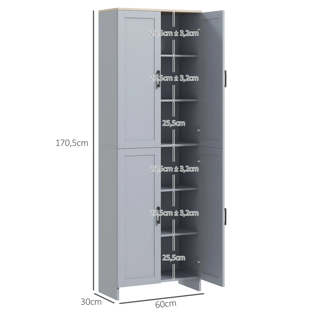 Armadio da Cucina con 4 Porte e Ripiani ¨C Minimal ¨C Grigio 170 cm
