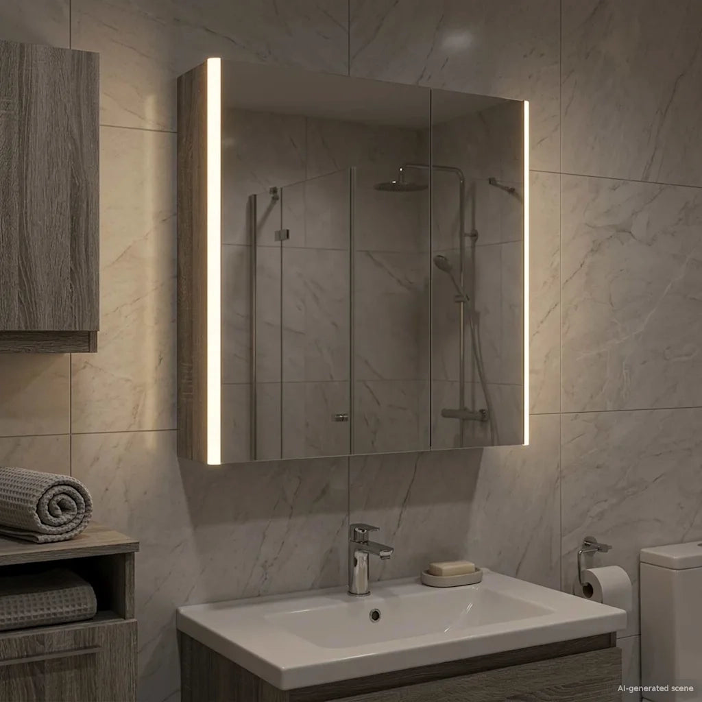 Mobiletto per specchio da Bagno | Armadio da bagno Grigio Sonoma
