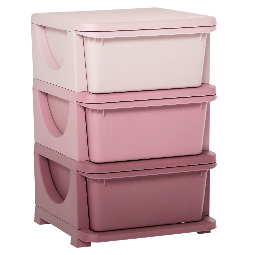 Cassettiera 6 Cassetti per Bambini 3-6 Anni con Bordi Arrotondati, Mobile Portagiochi in PP, 37x37x56.5cm, Rosa