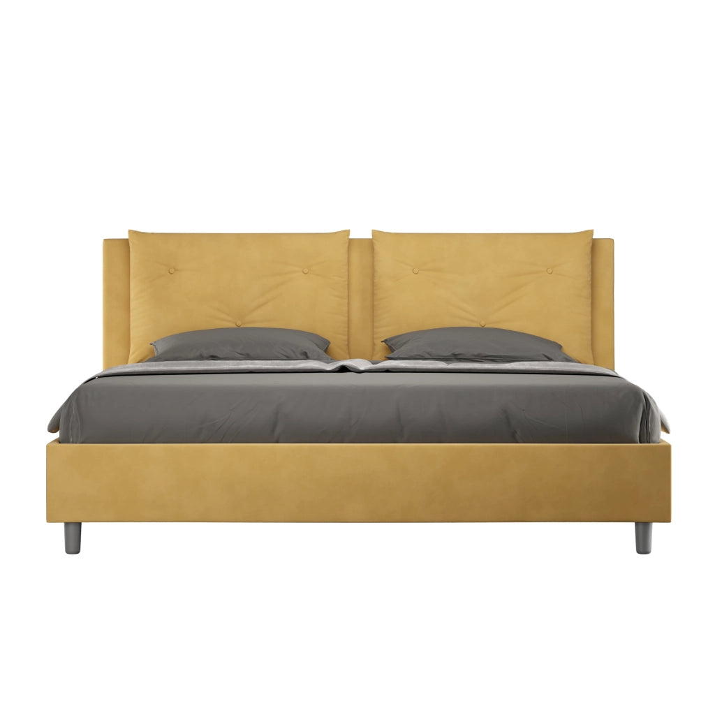 BS COM Letto con rete imbottito 180x200 microfibra ocra