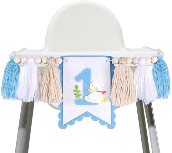 Banchetto per Bambini con Bandiera 2m - Decorazione Preassemblata - Tappeto - Decorazioni per Festa di Compleanno - Primo Compleanno - Facile da Montare - Bandiera per Festa di Compleanno